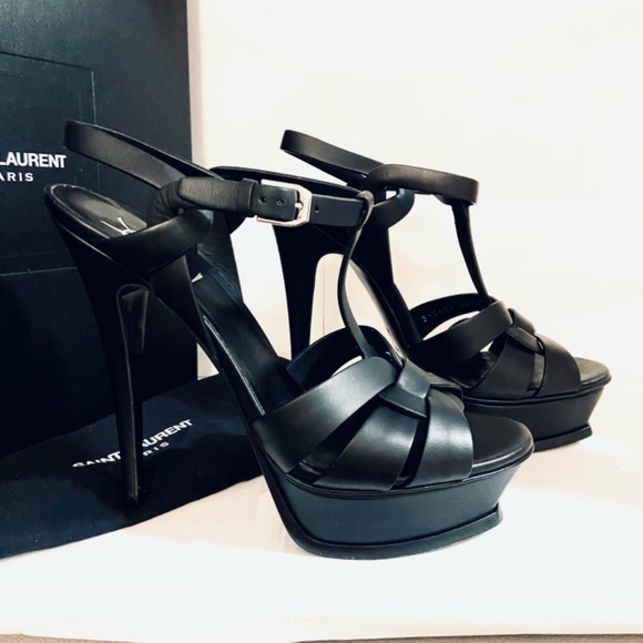 Saint Laurent TRIBUTE 105 Black Platform Sandal - Picture 3 of 9